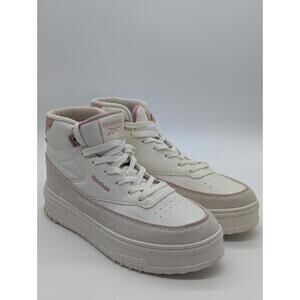 Women's Size 10 Reebok Club C Geo Mid Cream Pink Athletic Leather Shoes Sneakers